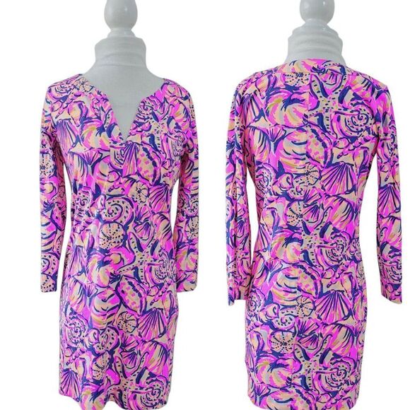 Lilly Pulitzer Pima Cotton Shell Of A Time Riva Starfish Dress Pink Multi Sz S - Picture 1 of 10